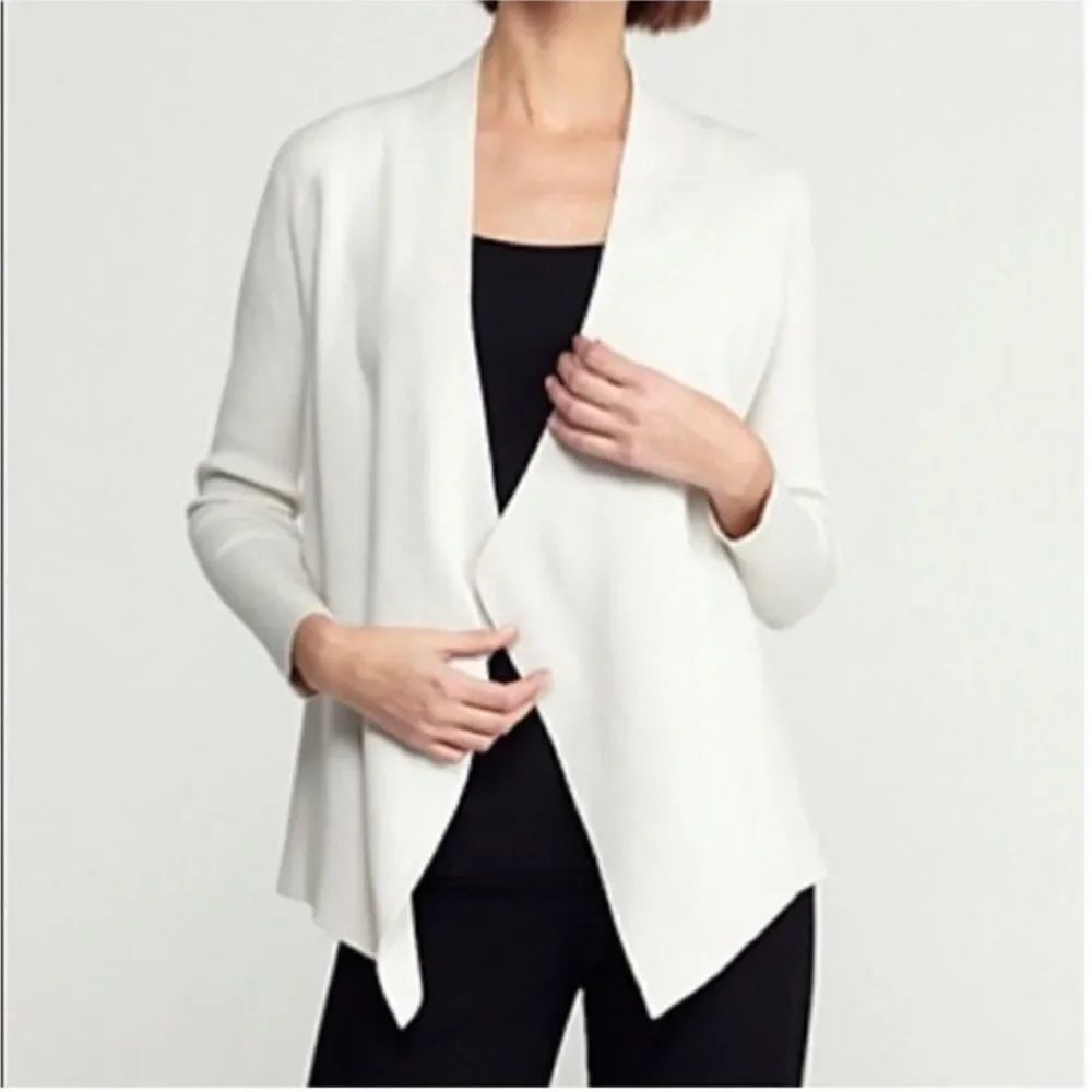 Eileen Fisher Silk Organic Cotton Cardigan Size Large Open Front